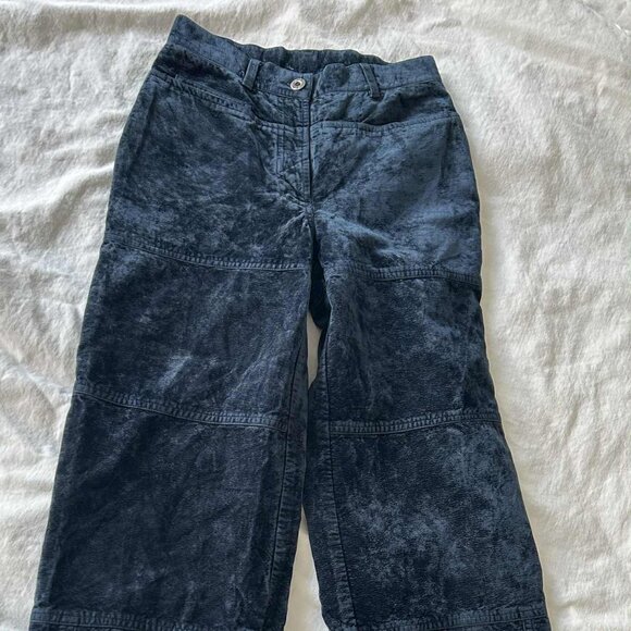 BGN & Co. Denim Blue Crushed-Effect Velveteen Paneled Straight-Leg Pants – US 2 - Picture 2 of 9